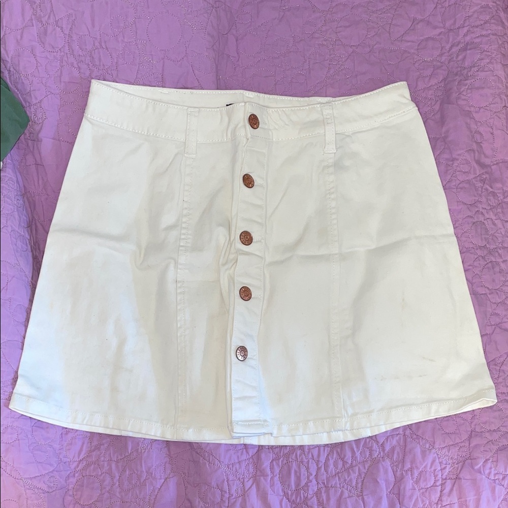 Celebrity Pink White Button-Down Mini Skirt